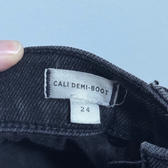 Madewell Cali Demi-Boot Jeans Size 24 Black Cropped Raw Hem High Waisted - Picture 4 of 10